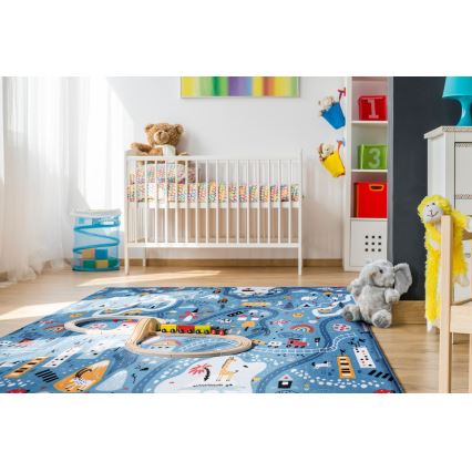 Tapis pour enfants STELLA STREETS 100x150 cm bleu/ville