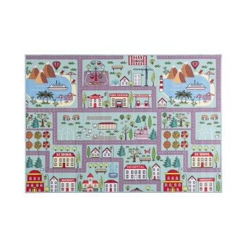 Tapis pour enfants STELLA STREETS 80x100 cm turquoise/ville