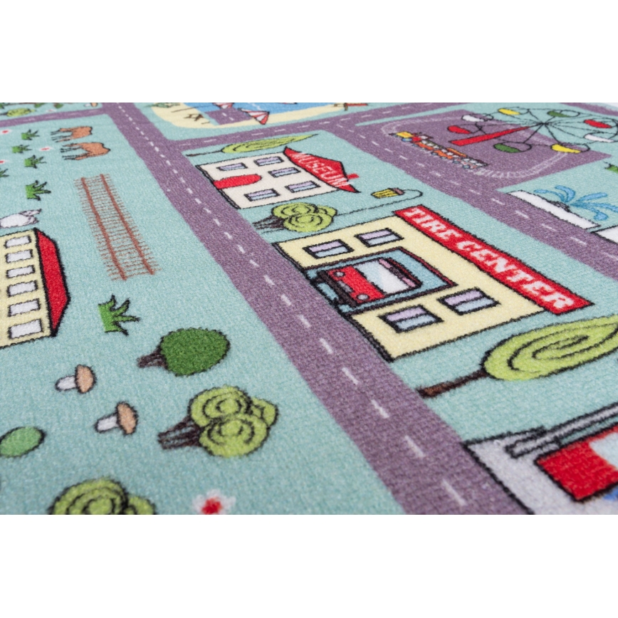 Tapis pour enfants STELLA STREETS 80x100 cm turquoise/ville
