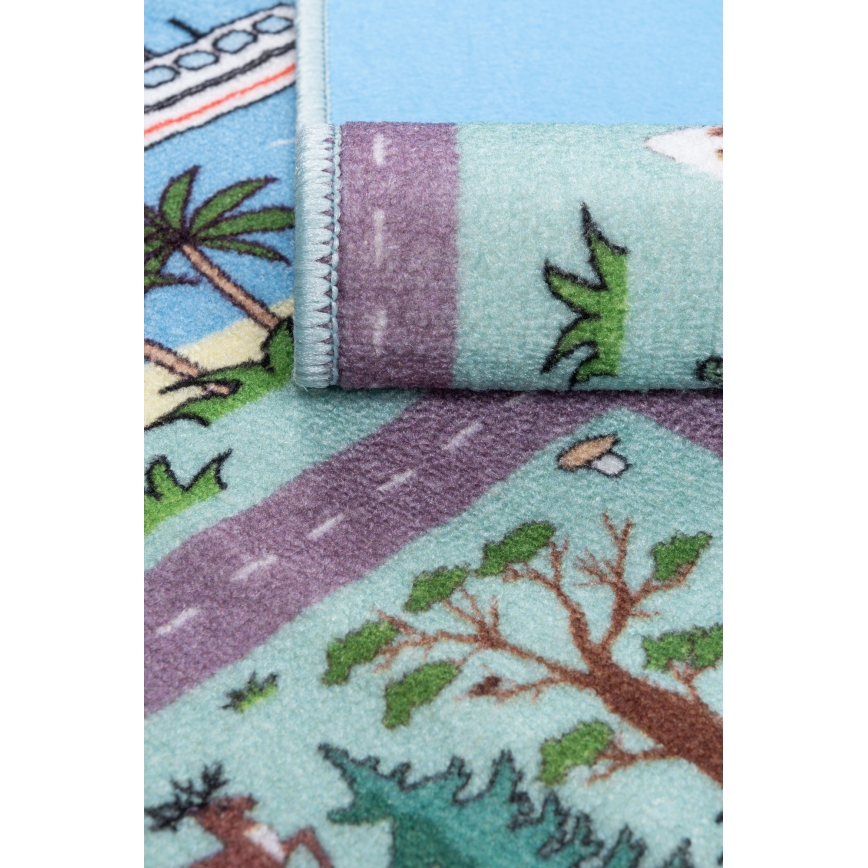 Tapis pour enfants STELLA STREETS 80x100 cm turquoise/ville