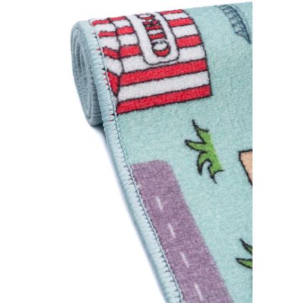 Tapis pour enfants STELLA STREETS 80x100 cm turquoise/ville