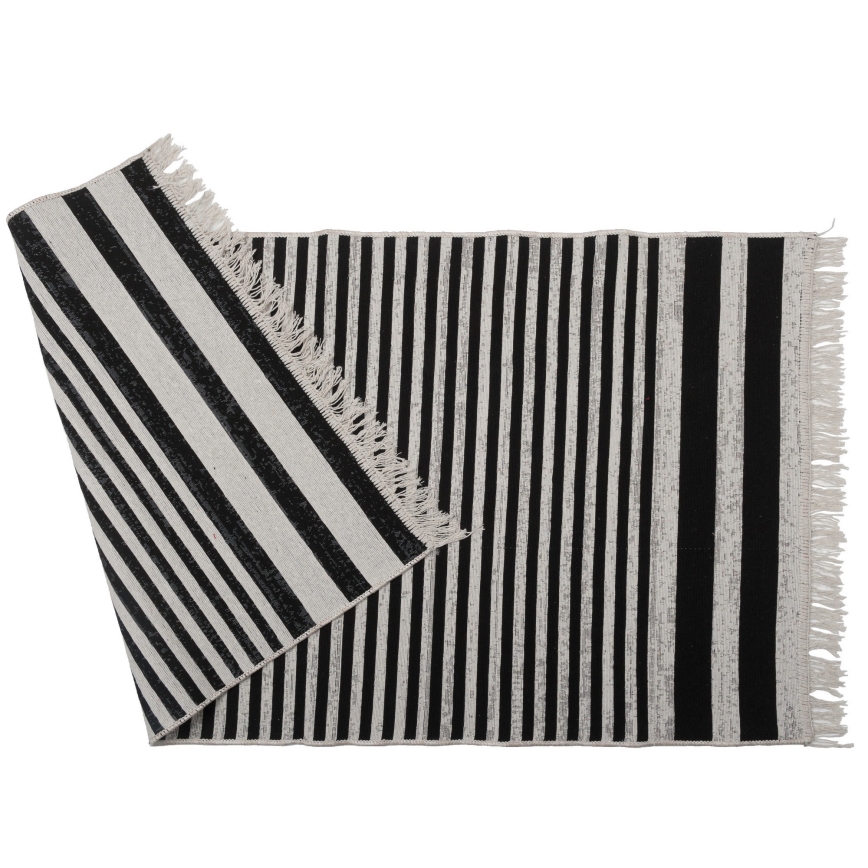 Tapis réversible KILIM GOLD 60x120 cm noir/blanc