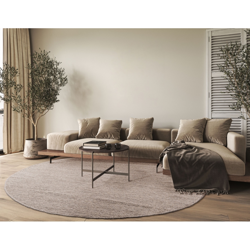 Tapis rond naturel FIR WOOL 160 cm 2600 g/m2 beige