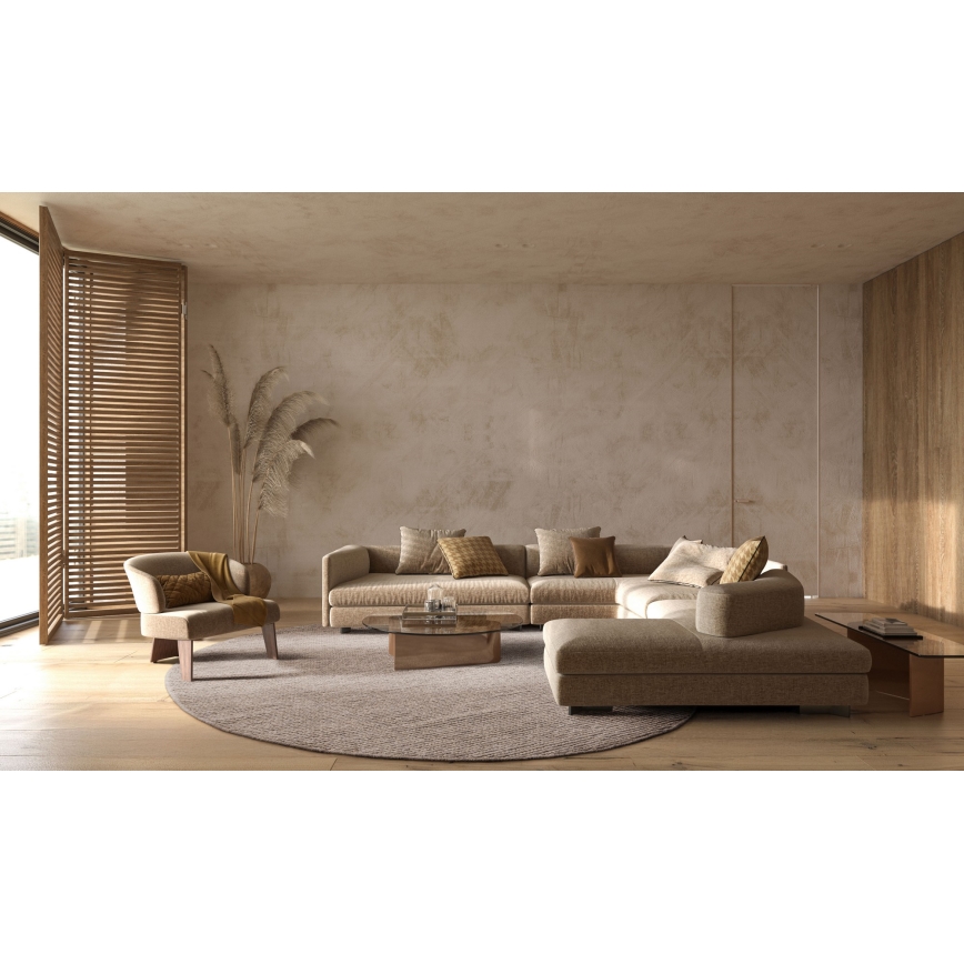 Tapis rond naturel FIR WOOL 160 cm 2600 g/m2 beige