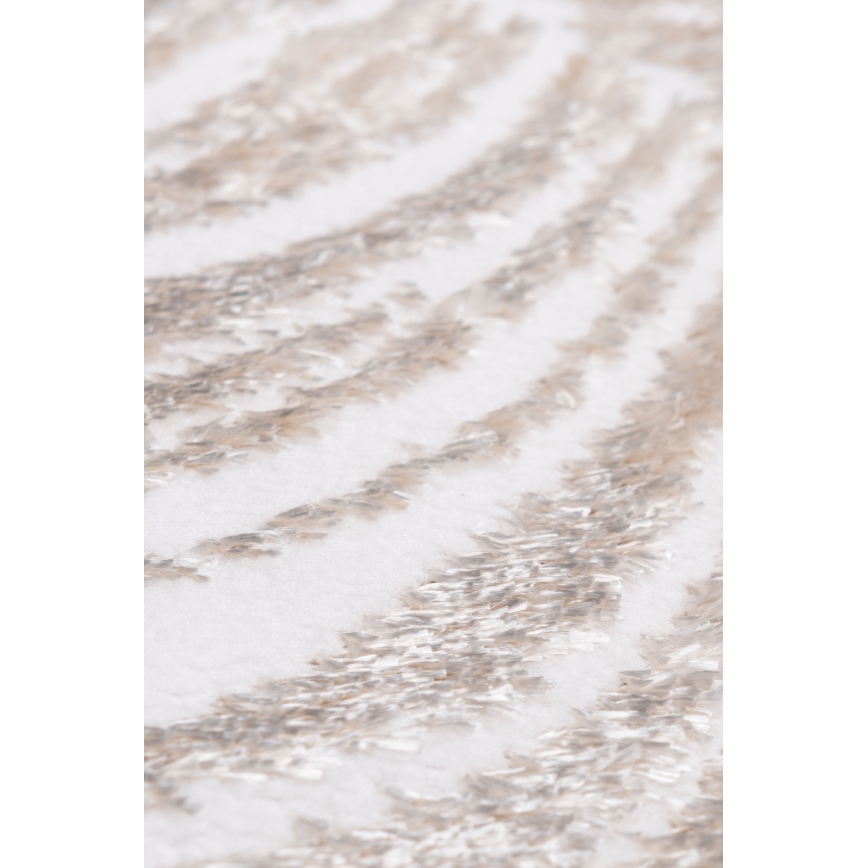 Tapis rond SALAMANCA 100 cm beige/blanc à motif de feuilles
