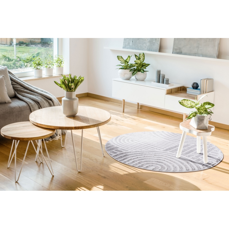 Tapis rond SALAMANCA 100 cm gris/blanc