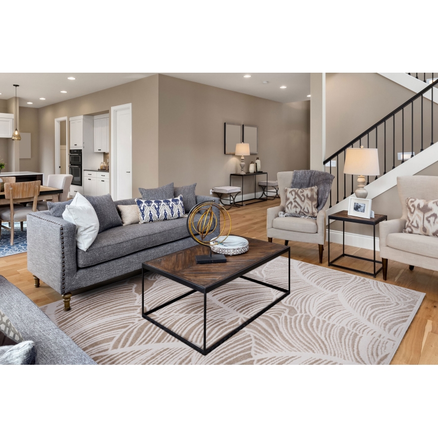 Tapis SALAMANCA 200x280 cm beige/blanc/motif de feuilles