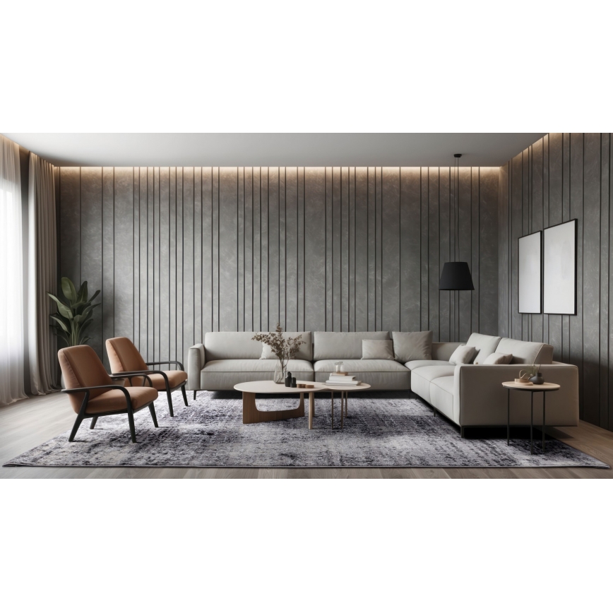 Tapis SALAMANCA 67 x 120 cm gris/blanc