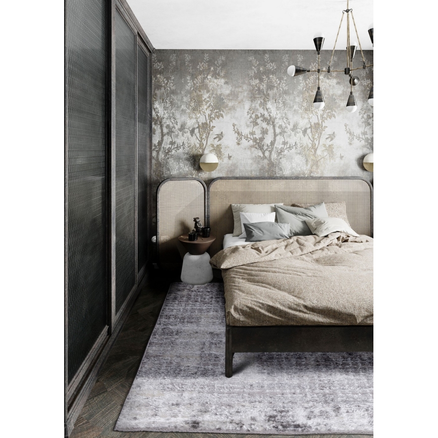 Tapis SALAMANCA 67 x 120 cm gris/blanc