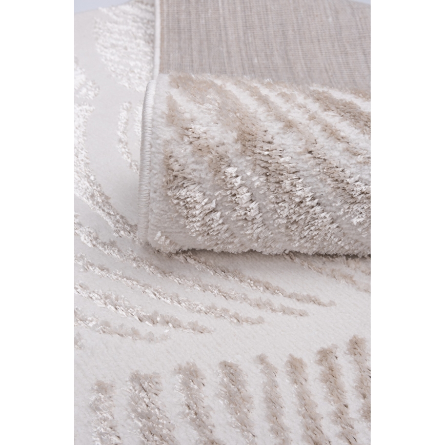 Tapis SALAMANCA 67x120 cm beige/blanc/motif de feuilles