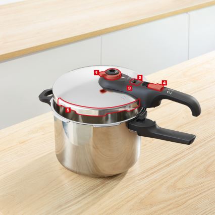 Tefal - Autocuiseur 6 l SECURE TRENDY + ensemble de 5 pièces INGENIO EMOTION