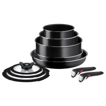 Tefal - Batterie de cuisine 10 pcs INGENIO EASY COOK &amp ; CLEAN BLACK