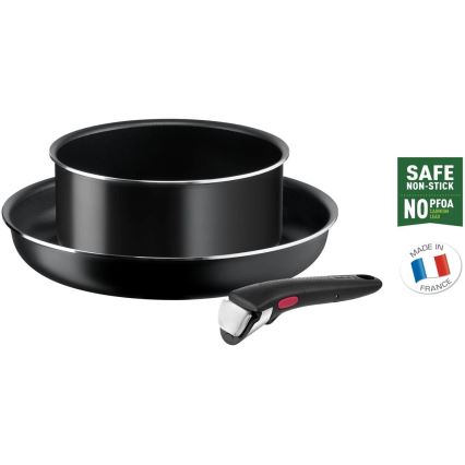 Tefal - Batterie de cuisine 3 pcs INGENIO EASY COOK & CLEAN BLACK