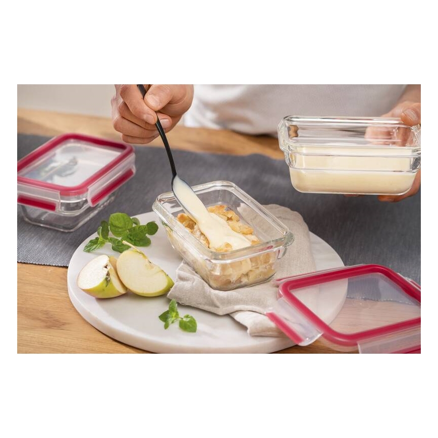 Tefal - Boîte alimentaire 1,1 l MSEAL GLASS rouge/verre