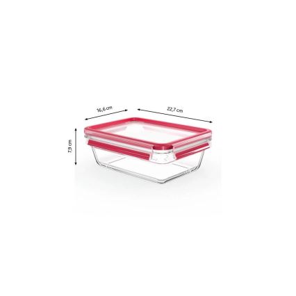 Tefal - Boîte de conservation alimentaire 1,3 L MSEAL GLASS rouge/verre
