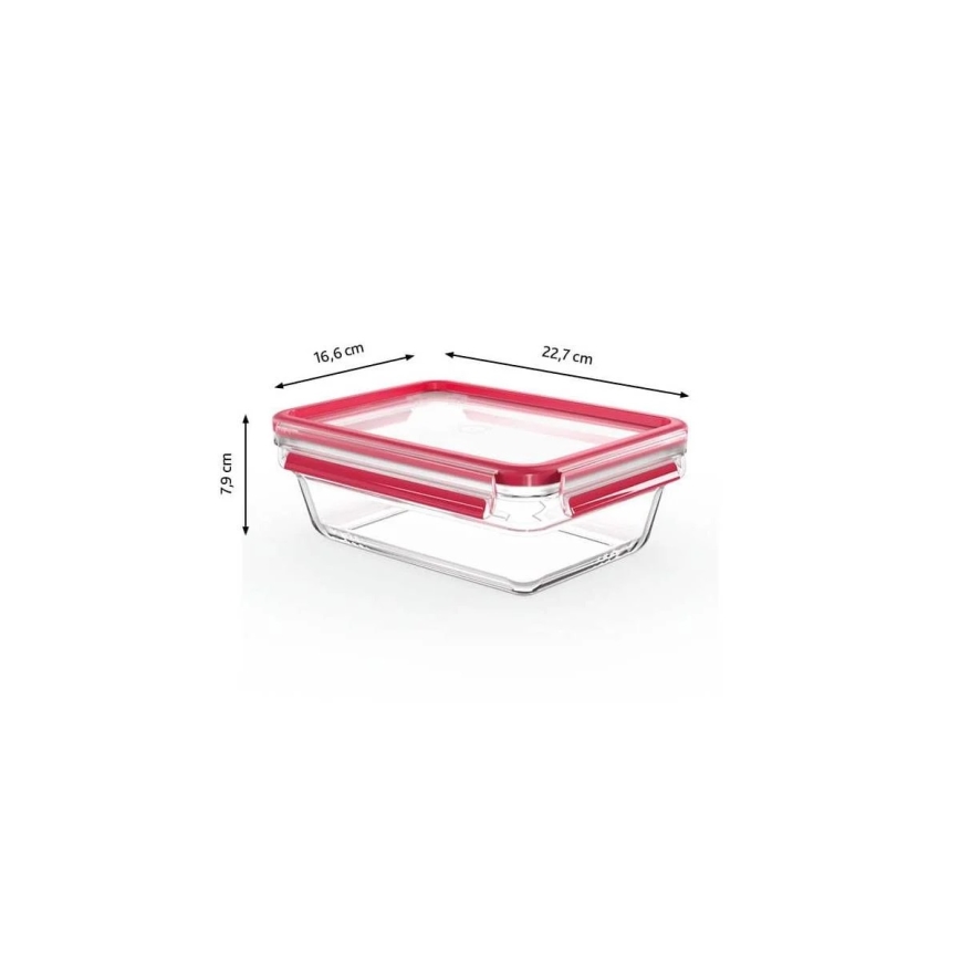 Tefal - Boîte de conservation alimentaire 1,3 L MSEAL GLASS rouge/verre