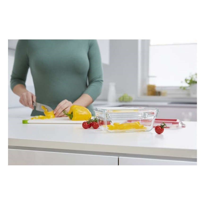 Tefal - Boîte hermétique de conservation 0,85 l MSEAL GLASS rouge/verre