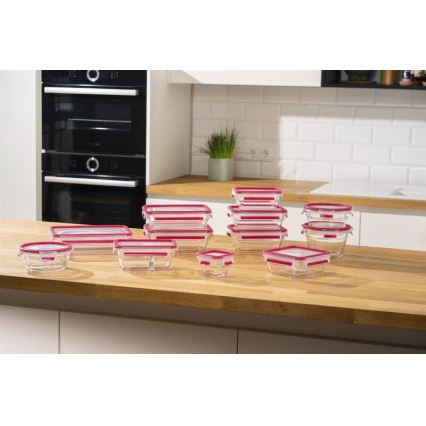 Tefal - Boîte hermétique de conservation 0,85 l MSEAL GLASS rouge/verre