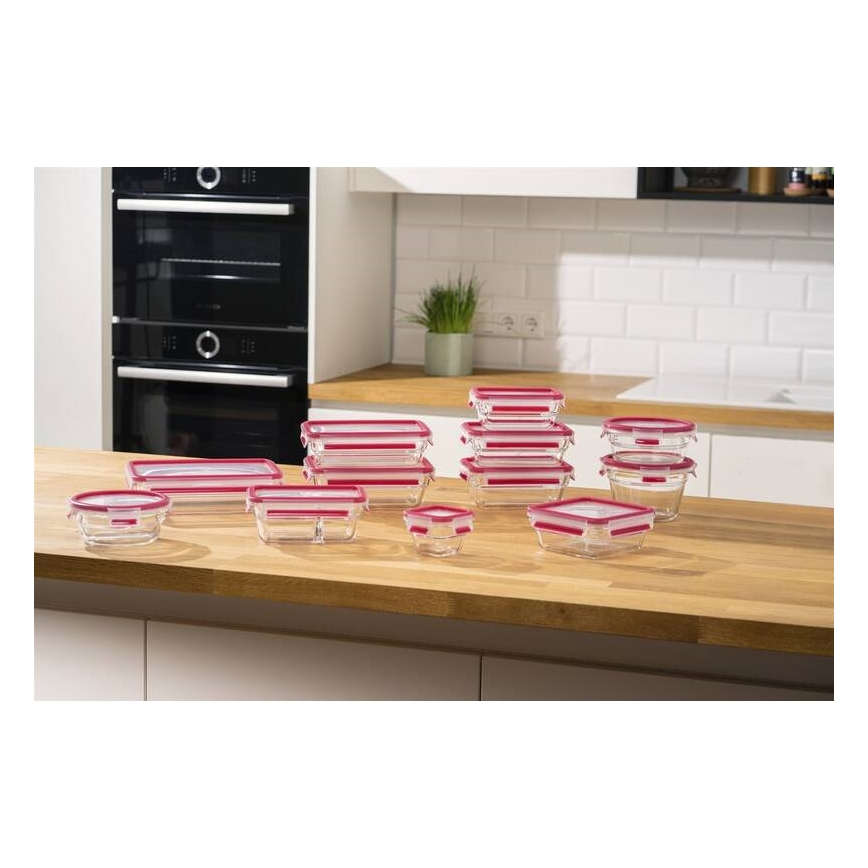 Tefal - Boîte hermétique de conservation 0,85 l MSEAL GLASS rouge/verre