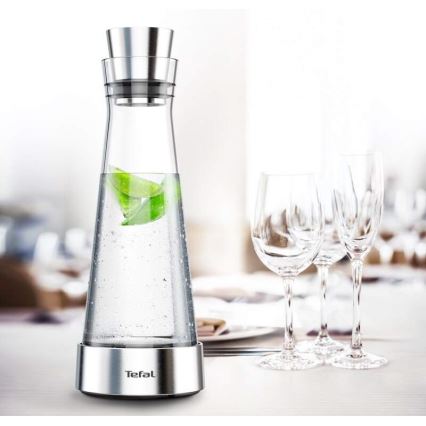 Tefal - Carafe réfrigérante en verre FLOW SLIM 1 l acier inoxydable/verre