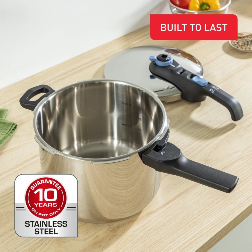 Tefal - Cocotte-minute 6 l SECURE TRENDY acier inoxydable