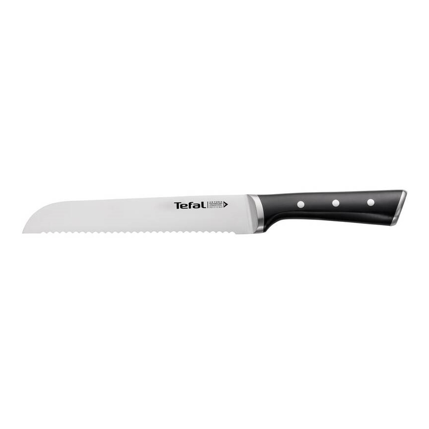 Tefal - Couteau à pain en acier inoxydable ICE FORCE 20 cm chrome brillant/noir