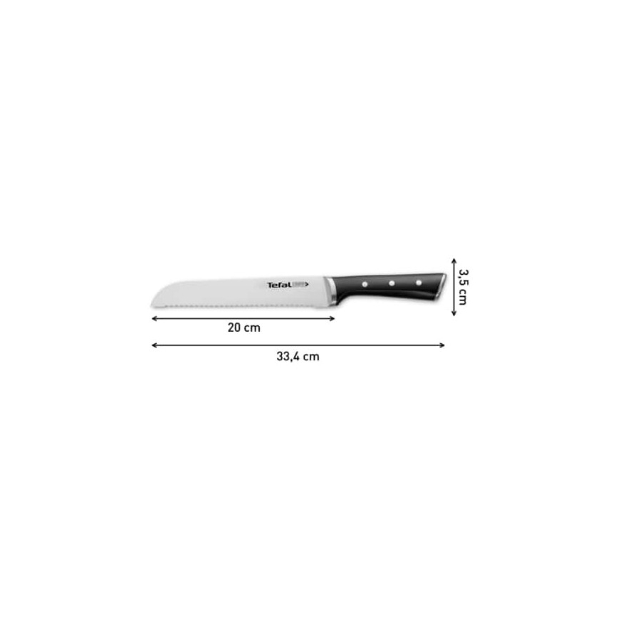Tefal - Couteau à pain en acier inoxydable ICE FORCE 20 cm chrome brillant/noir
