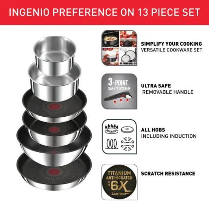 Tefal - Ensemble de 13 pièces INGENIO PREFERENCE ON en inox