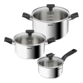 Tefal - Ensemble de 3 casseroles DELICIOUS en acier inoxydable