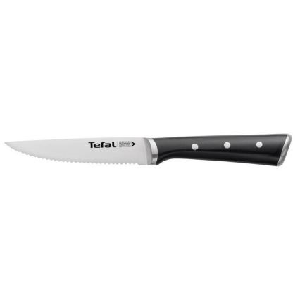 Tefal - Ensemble de 4 couteaux à steak ICE FORCE en acier inoxydable, 11 cm, chrome brillant/noir