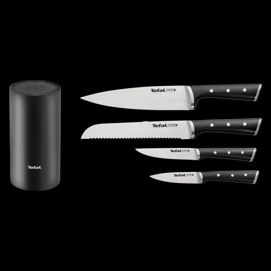 Tefal - Ensemble de 4 couteaux de cuisine avec bloc ICE FORCE