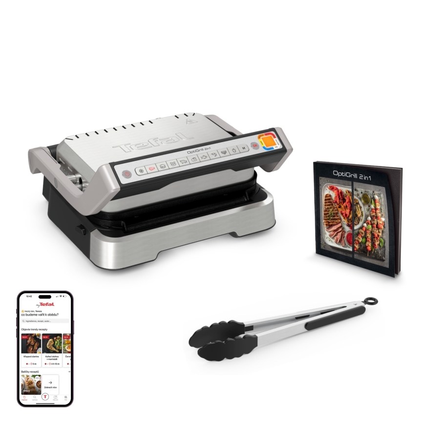 Tefal - Gril à contact OPTIGRILL 2 en 1 2100W/230V inox