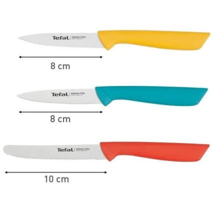 Tefal - Lot de couteaux en acier inoxydable 3 pcs COLORFOOD