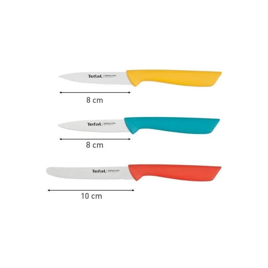 Tefal - Lot de couteaux en acier inoxydable 3 pcs COLORFOOD