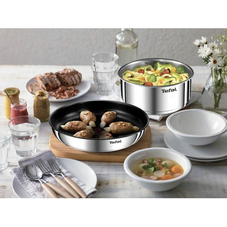 Tefal - Service d'ustensiles de cuisine 3 pce INGENIO EMOTION acier inoxydable