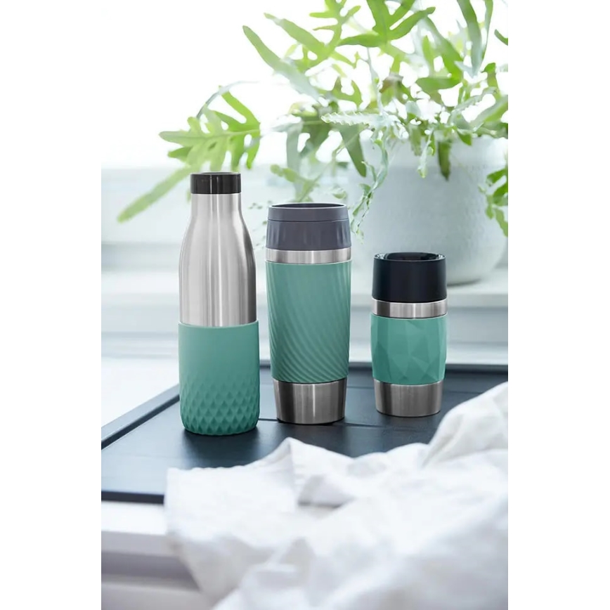 Tefal - Tasse thermique 360 ml EASY TWIST MUG acier inoxydable/vert