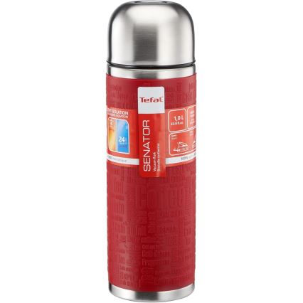 Tefal - Thermos avec mug 1 l SENATOR acier inoxydable/rouge