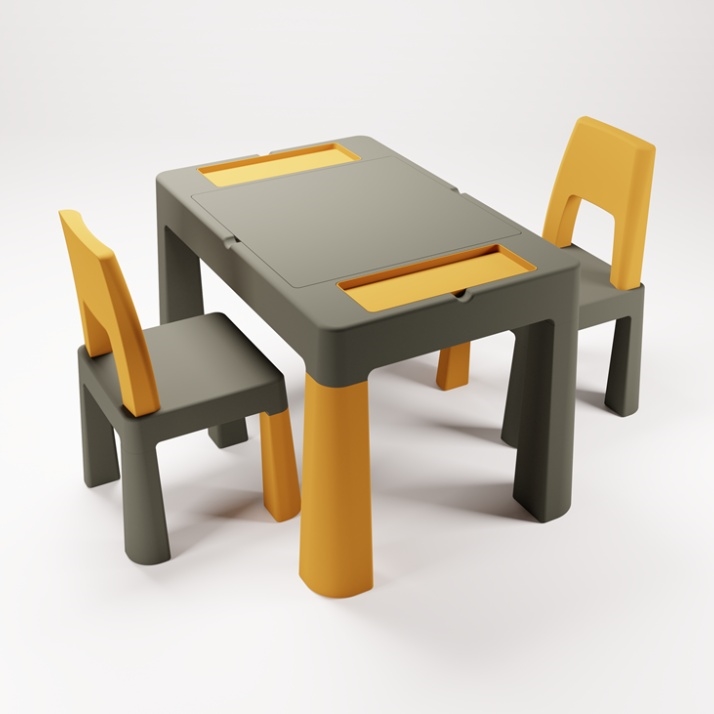 TEGA BABY - Ensemble table et chaises pour enfants, gris/jaune