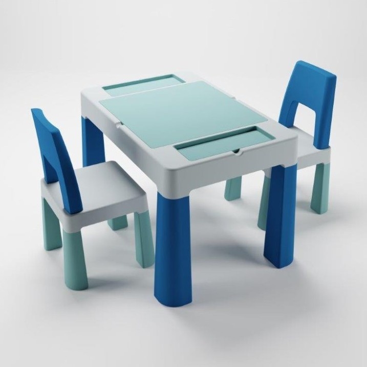 TEGA BABY - Ensemble table et chaises pour enfants, turquoise/bleu/blanc
