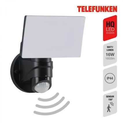 Telefunken 304305TF - Applique murale extérieure avec détecteur LED/24W/230V IP44 noir