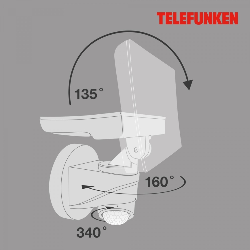 Telefunken 304306TF - Applique murale extérieure avec détecteur LED/16W/230V IP44 blanc