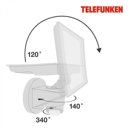 Telefunken 304406TF - LED Projecteur mural d'extérieur avec détecteur LED/20W/230V IP44