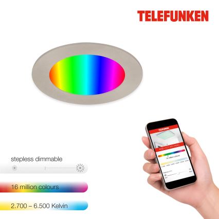 Telefunken 309302TF - Spot encastrable RGBW salle de bain à intensité variable LED/6W/230V 2700-6500K IP23 Wi-Fi Tuya