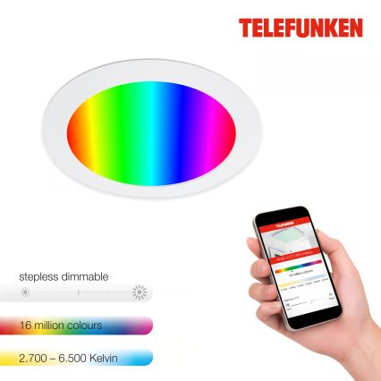 Telefunken 309406TF - Luminaire encastré dimmable LED RGBW FRAME LED/12W/230V 2700-6500K Wi-Fi Tuya blanc