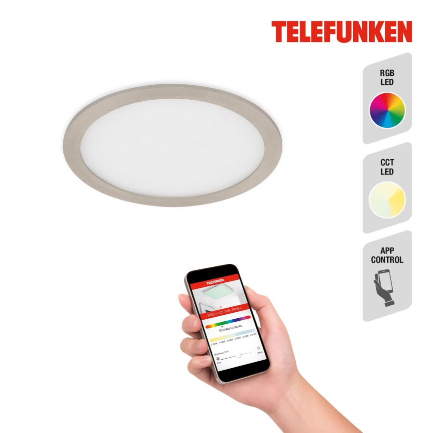 Telefunken 310102TF - Spot encastrable RGBW salle de bain à intensité variable LED/18W/230V 2700-6500K IP23 Wi-Fi Tuya