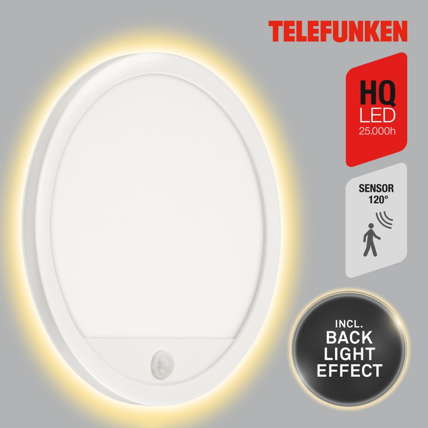 Telefunken 313706TF - LED Applique murale extérieure avec détecteur LED/15W/230V IP44 blanc