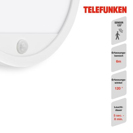 Telefunken 313706TF - LED Applique murale extérieure avec détecteur LED/15W/230V IP44 blanc