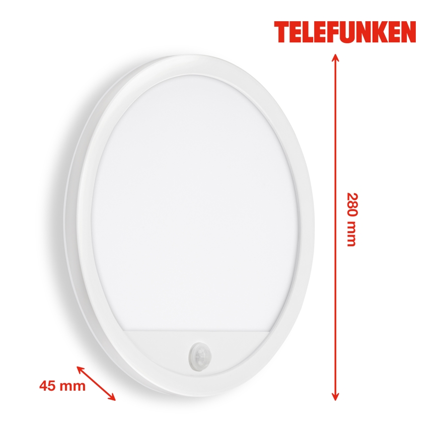 Telefunken 313706TF - LED Applique murale extérieure avec détecteur LED/15W/230V IP44 blanc
