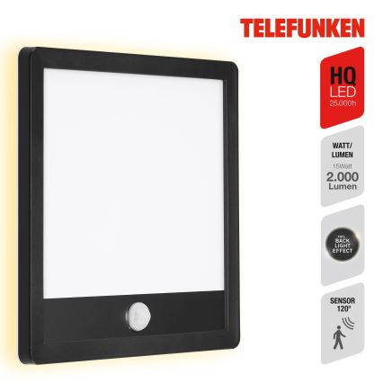 Telefunken 313805TF - Applique murale extérieure avec détecteur LED/15W/230V IP44