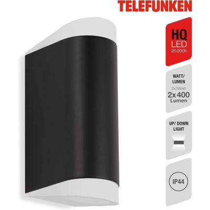 Telefunken 314905TF - Applique murale LED extérieure 2xGU10/5W/230V IP44 noir